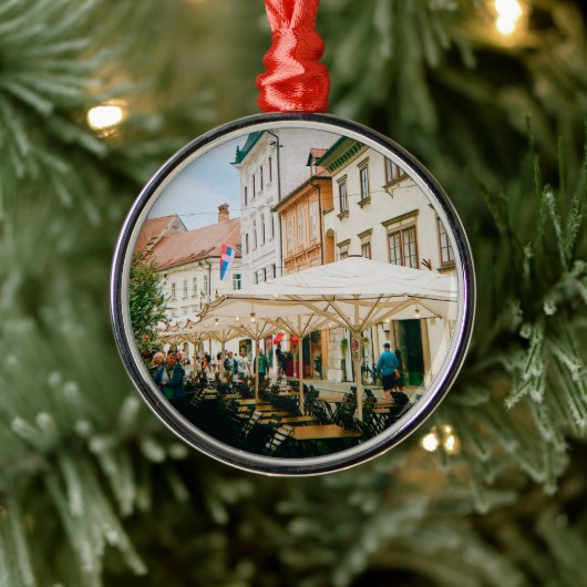 stadsgezicht van Ljubljana Metalen Ornament (Boom)