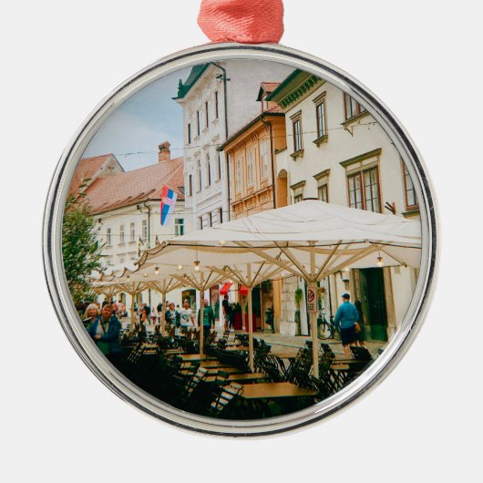 stadsgezicht van Ljubljana Metalen Ornament (Voorkant)