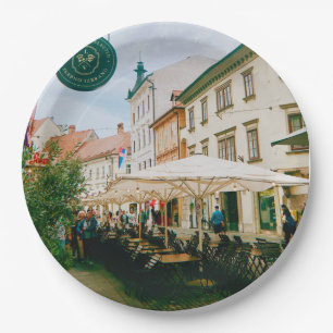 stadsgezicht van Ljubljana Papieren Bordje