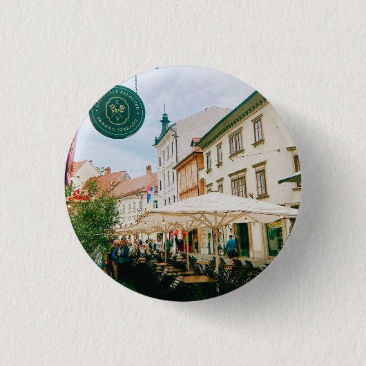 stadsgezicht van Ljubljana Ronde Button 3,2 Cm (Voorkant)