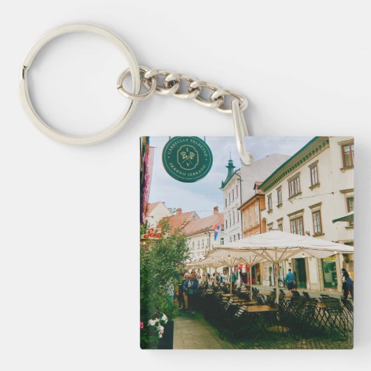 stadsgezicht van Ljubljana Sleutelhanger (voorkant)