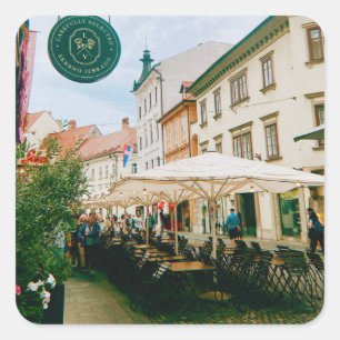 stadsgezicht van Ljubljana Vierkante Sticker