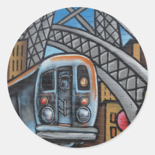 Stadsgraffiti-metro Ronde Sticker