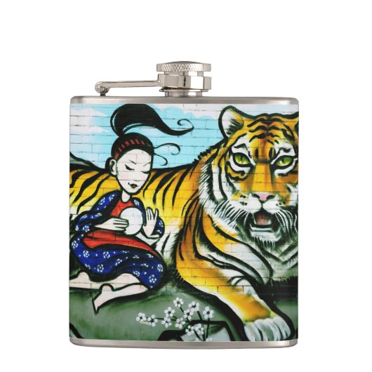 Stadsgraffiti straatkunst heupfles (Voorkant)