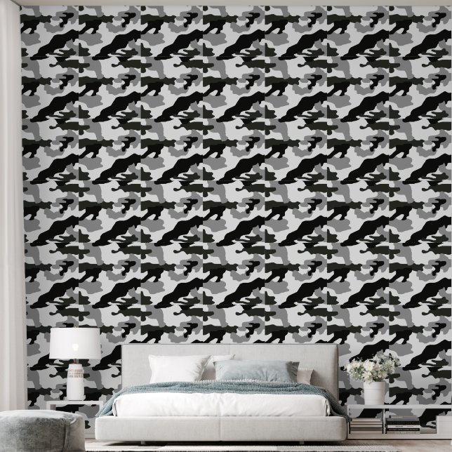 Stadsgrijze camouflage nr. 15 behang (Slaapkamer)