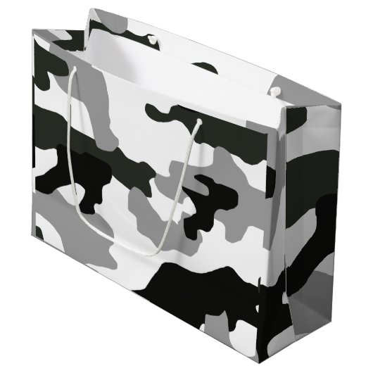 Stadsgrijze camouflage nr. 15 groot cadeauzakje (Voorkant Gekanteld)