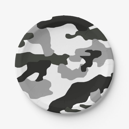 Stadsgrijze camouflage nr. 15 papieren bordje (Voorkant)