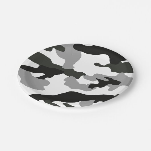 Stadsgrijze camouflage nr. 15 papieren bordje (Gekanteld)