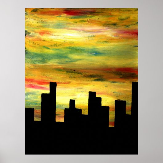 stadsilhouet poster (Voorkant)