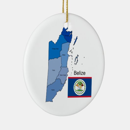 Stadskaart Belize met vlag Keramisch Ornament (Rechts)