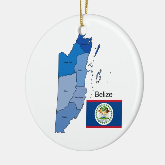 Stadskaart Belize met vlag Keramisch Ornament (Links)