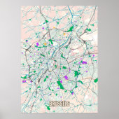 Stadskaart Brussel, België Poster (Voorkant)