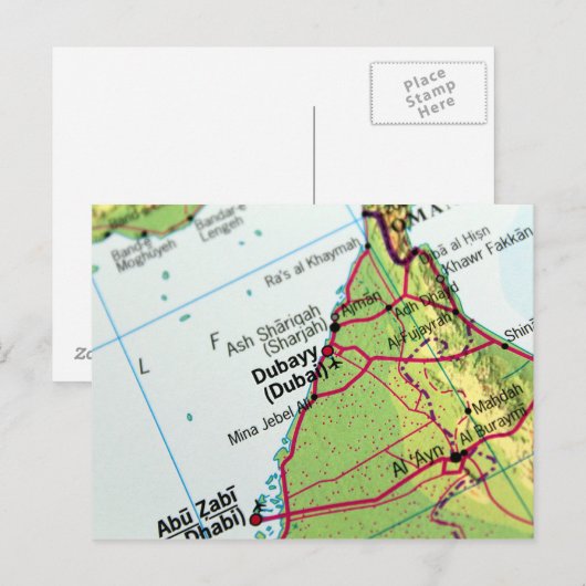 Stadskaart Dubai Briefkaart (Voorkant / Achterkant)