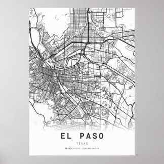 Stadskaart El Paso Poster