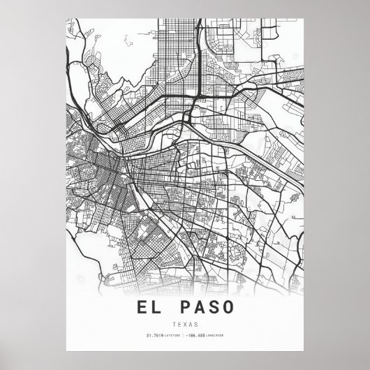 Stadskaart El Paso Poster (Voorkant)