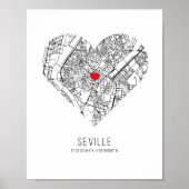 Stadskaart Heart Sevilla (Spanje) Poster (Voorkant)