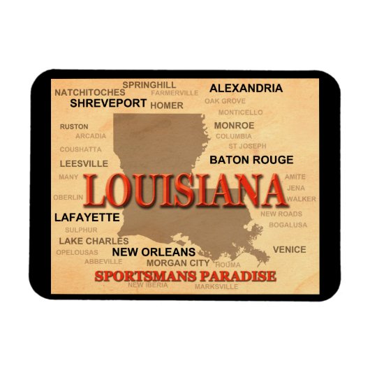Stadskaart Louisiana en Towns State Pride Magneet (Horizontaal)