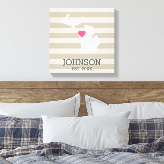 Stadskaart Michigan Home State - Aangepast huwelij Canvas Afdruk (Insitu (Slaapkamer))