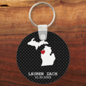 Stadskaart Michigan Home State - Aangepast huwelij Sleutelhanger (Voorkant)