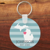 Stadskaart Michigan Home State - Aangepast huwelij Sleutelhanger (Voorkant)