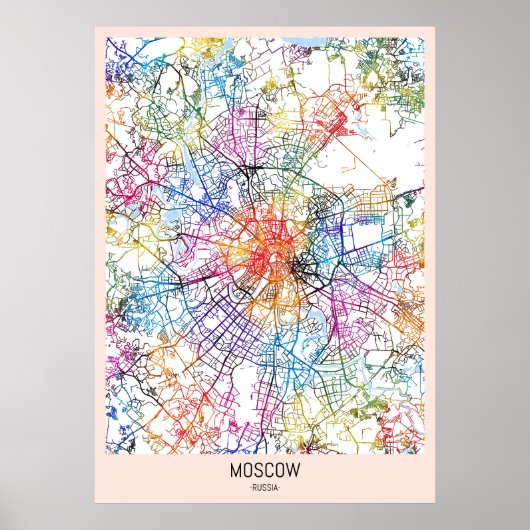 Stadskaart Moskou Poster (Voorkant)