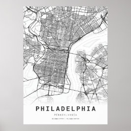 Stadskaart Philadelphia Poster