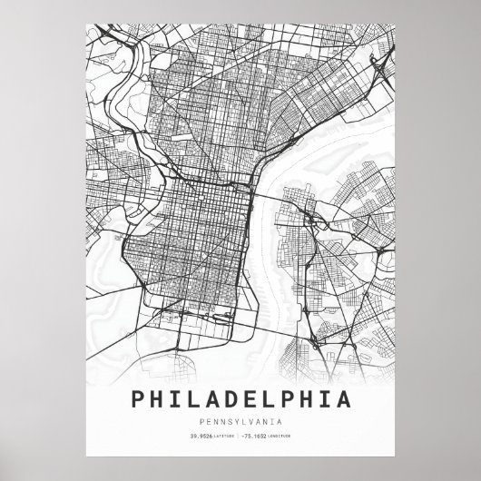Stadskaart Philadelphia Poster (Voorkant)