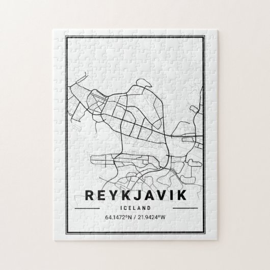 Stadskaart Reykjavik IJsland | Minimale mod-kunst Legpuzzel (Verticaal)