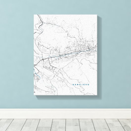 Stadskaart Sarajevo Canvas Afdruk (Insitu (Houten vloer))