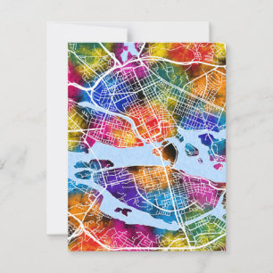 Stadskaart Stockholm Zweden Briefkaart