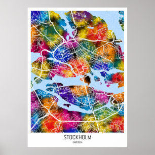 Stadskaart Stockholm Zweden Poster