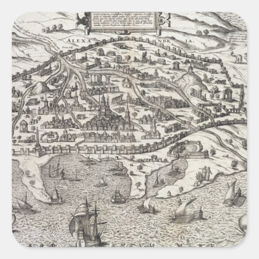 Stadskaart van Alexandrië in Egypte, c.1625 (gravi Vierkante Sticker (Voorkant)