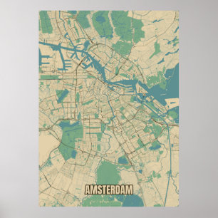 Stadskaart van Amsterdam Poster