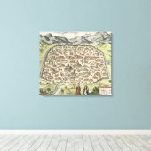 Stadskaart van Damascus, Syrië, 1620 (graving) Canvas Afdruk (Insitu (Houten vloer))