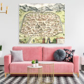 Stadskaart van Damascus, Syrië, 1620 (graving) Canvas Afdruk (Insitu (Woonkamer))