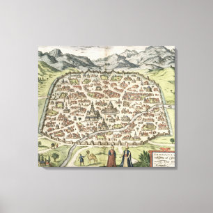 Stadskaart van Damascus, Syrië, 1620 (graving) Canvas Afdruk