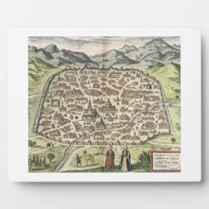 Stadskaart van Damascus, Syrië, 1620 (graving) Fotoplaat