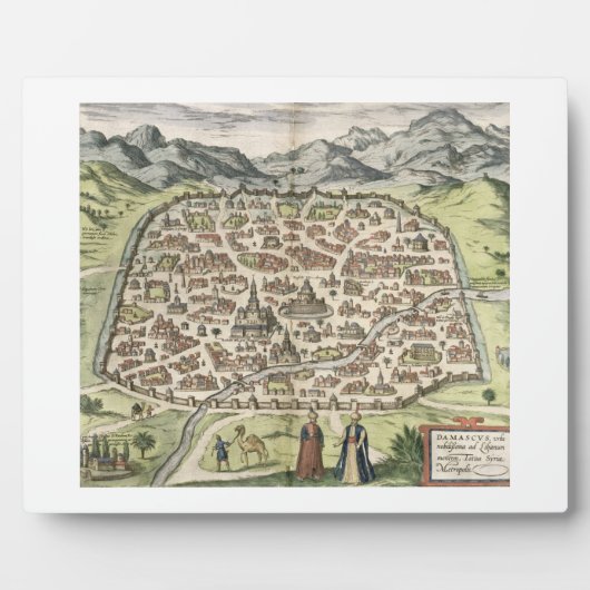 Stadskaart van Damascus, Syrië, 1620 (graving) Fotoplaat (Voorkant)