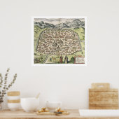 Stadskaart van Damascus, Syrië, 1620 (graving) Poster (Keuken)