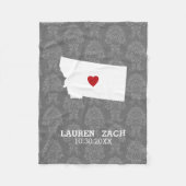 Stadskaart van de staat Montana - Aangepast huweli Fleece Deken (Voorkant)