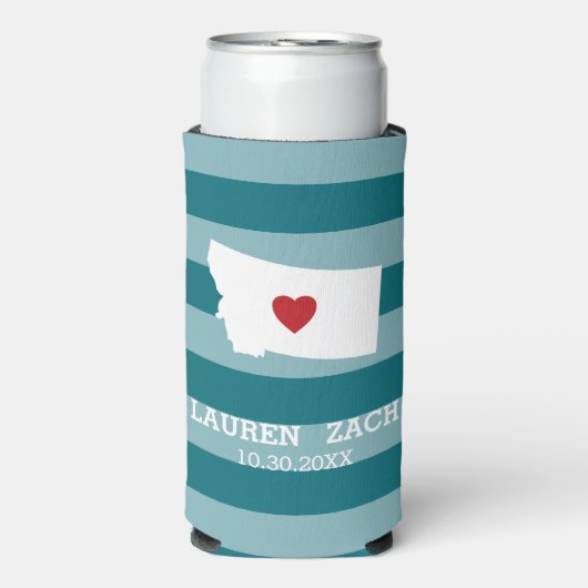 Stadskaart van de staat Montana - Aangepast huweli Seltzer Blikjeskoeler (Seltzer Voorkant)