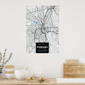 Stadskaart van levering + uw locatie poster (Keuken)