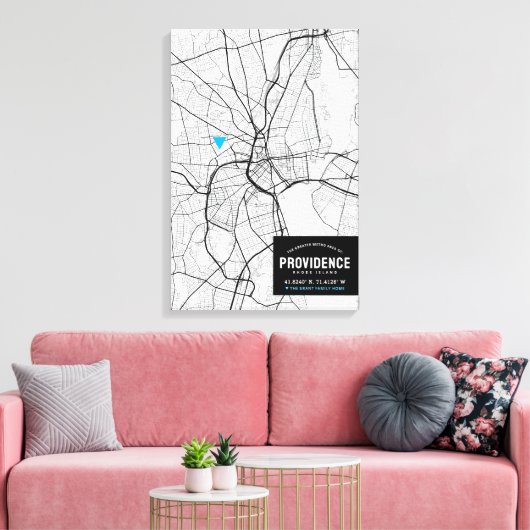 Stadskaart van levering + Vermeld uw locatie Canvas Afdruk (Insitu (Woonkamer))
