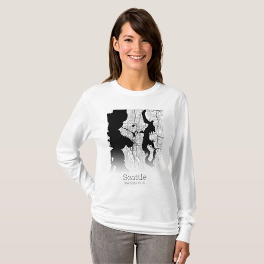Stadskaart van Seattle T-shirt (Voorkant volledig)
