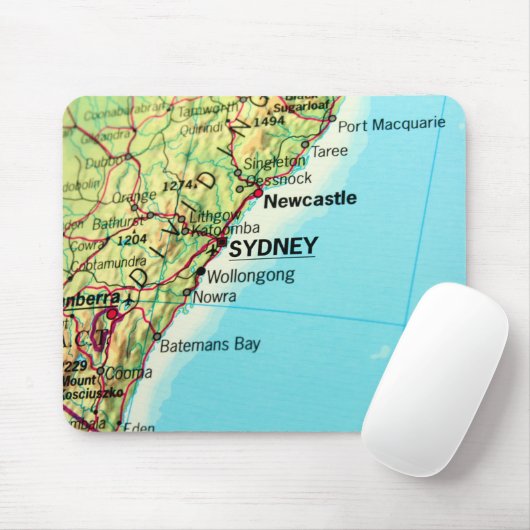 Stadskaart van Sydney in Australië Muismat (Met muis)