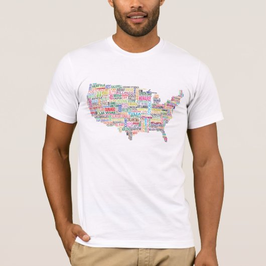 Stadskaart Verenigde Staten T-shirt (Voorkant)