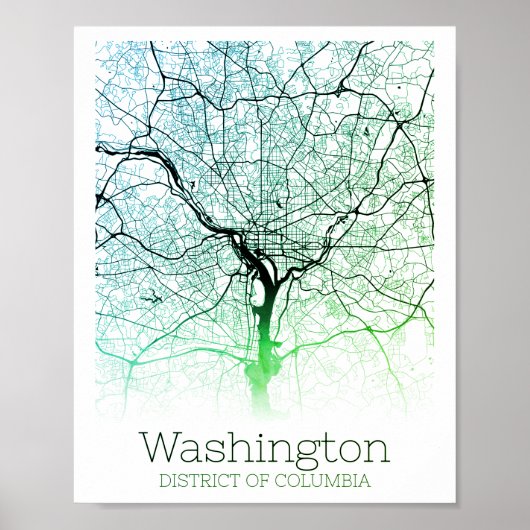 Stadskaart Washington DC Poster (Voorkant)