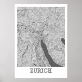 Stadskaart Zürich - Zwitserland Poster