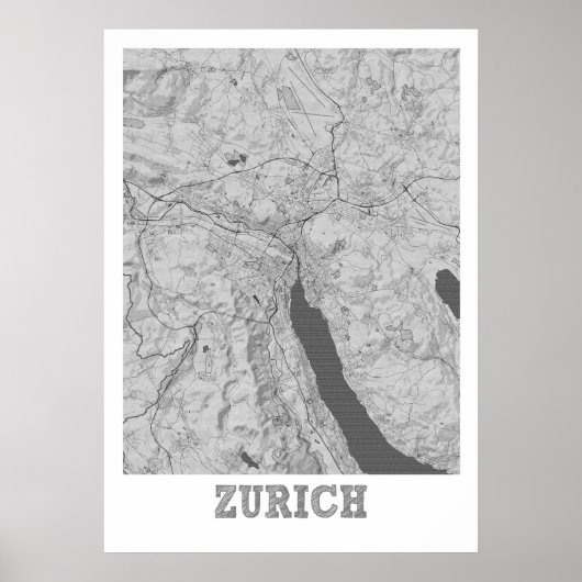 Stadskaart Zürich - Zwitserland Poster (Voorkant)