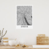 Stadskaart Zürich - Zwitserland Poster (Keuken)